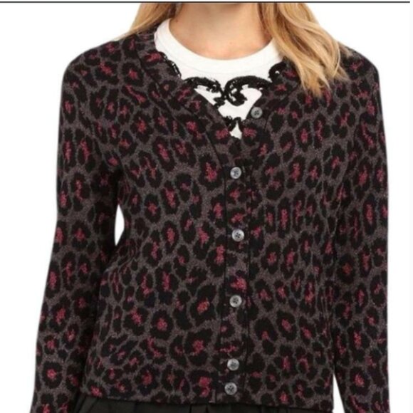 Marc by Marc Jacobs shimmering leopard print cardigan size XS - Picture 1 of 4